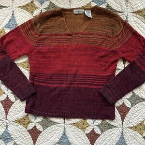 Vintage 90s burgundy & orange striped whimsical whimsigoth fairy sweater size S